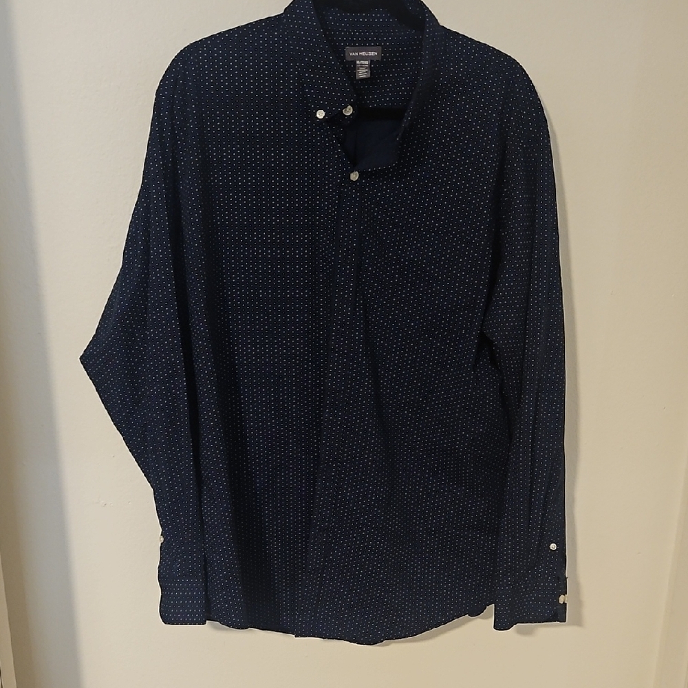 Van Heusen Blue Shirt with White Dots